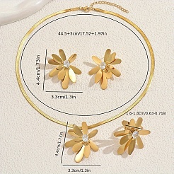 Stainless Steel Cubic Zirconia Flower Pendant Necklaces & Stud Earrings & Rings Sets for Women Gift&nbsp;BG5091