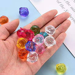 透明なアクリルパーツ  多面カット  3のdリンゴ  ミックスカラー  17.5x19x18mm  穴：2mm  約173個/500g&nbsp;TACR-T024-05B