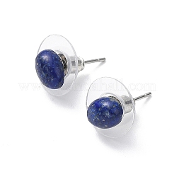 女性用天然石スタッドピアス  304ステンレススチール製イヤリング  オーバル  8x6mm  ピン：0.8mm&nbsp;EJEW-E285-01P