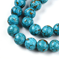 Dyed Synthetic Turquoise Round Beads Strands&nbsp;TURQ-Q100-01C-01-01