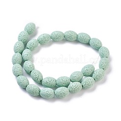 天然溶岩岩ビーズ連売り  染め  オーバル  薄緑  15x11mm  穴：1.6mm  約27個/連  15.7インチ（40cm）&nbsp;X-G-F643-B02
