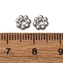真鍮製スペーサービーズ  ニッケルフリー  ラックめっき  花  プラチナメッキ  6x6x1.5mm  穴：1.8mm&nbsp;KK-Z121-05P-01
