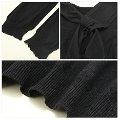 女性用ポリプロピレンセーターショールラップ  編み物のショール  ブラック  900x440x1.5mm&nbsp;AJEW-WH20080-27A