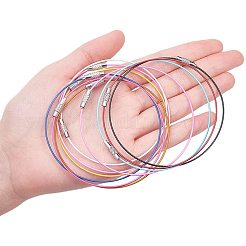 鋼線のブレスレットコードDIYのジュエリー作り  真鍮製ネジ式クラスプ付き  ミックスカラー  8-7/8インチ（22.5cm）  1mm  45個/セット&nbsp;TWIR-PH0001-01