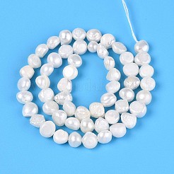 天然養殖淡水パールビーズ連売り  ナゲット  乳白色  6~6.5x6~8x2.5~6mm  穴：0.4~0.5mm  約55~56個/連  13.19~13.58''（33.5~34.5センチメートル）&nbsp;PEAR-T006-18C