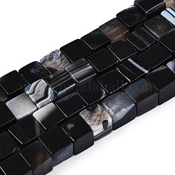 Natural Dyed & Heated Black Agate Beads Strands&nbsp;G-T139-8x8-35B-01