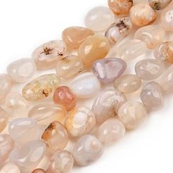 天然石桜色アゲート瑪瑙ビーズ連売り  ナゲット  タンブルストーン  9~11x8~10x6~10mm  穴：0.8mm  約18~19個/連  6.89~7.28''（17.5~18.5センチメートル）&nbsp;GG-CBA787B-A05