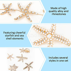 8 Style Starfish Alligator Hair Clips & Stud Earrings & Headband Set&nbsp;AJEW-PH0011-44