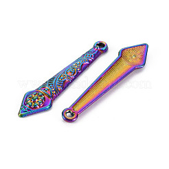 レインボーカラーアロイペンダント  カドミウムフリー＆ニッケルフリー＆鉛フリー  45x10x3mm  穴：1.8mm&nbsp;PALLOY-S180-289-NR