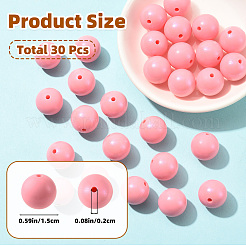 丸型シリコンビーズ30個  DIYの看護ネックレス用  焦点ビーズ  パールピンク  15mm  穴：2mm&nbsp;SIL-SZ0004-23E