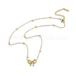 304 Stainless Steel Bowknot Pendant Necklaces for Women&nbsp;NJEW-C088-01G