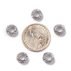 合金ラインストーンのヨーロッパのビーズ  大穴ビーズ  ロンデル  白金金属色  クリスタル  11x6mm  穴：5mm&nbsp;X-CPDL-H998-18