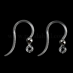 樹脂製ピアスフック  耳ワイヤー  ボール付きフラットフレンチフック  透明  15x12mm  ピン：0.8mm&nbsp;LS-X1-FIND-H046-03