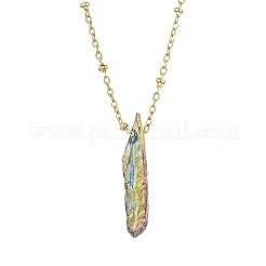 Electroplated Natural Quartz Crystal Prism Pendant Necklaces&nbsp;NJEW-JN05028-01