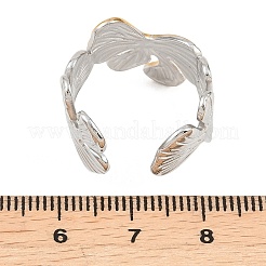 304ステンレススチールカフオープンリング  ゴールデン·ステンレス鋼色  花  15mm  内径：18mm&nbsp;RJEW-Z138-01GP-03