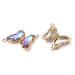 Brass Pave Faceted Glass Connector Charms&nbsp;FIND-Z020-04G