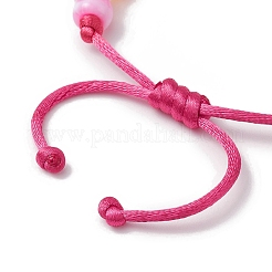 7色ロンデルアクリル編みビーズブレスレット  女の子用調節可能なナイロン糸ブレスレット  濃いピンク  内径：2-5/8インチ（6.6cm）&nbsp;BJEW-JB10223-01