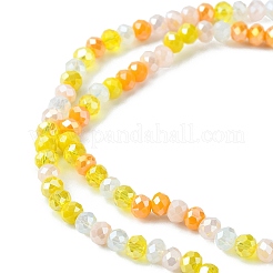 電気メッキガラスビーズセット  多面カット  ロンデル  オレンジ  4.5x3.5mm  穴：1mm  約140~143個/連  18.90インチ〜19.29インチ（48cm〜49cm）&nbsp;EGLA-yw0002-C04
