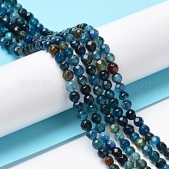 天然石瑪瑙ビーズ連売り  多面カットラウンド  染め＆加熱  プルシアンブルー  3.7~4x3.9~4.3mm  穴：0.8mm  約89~93個/連  13.98''（35.5センチメートル）&nbsp;G-Q1000-02G
