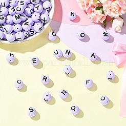 104 個 26 スタイルのシリコーンビーズ  アルファベットa～zの丸  ライラック  15mm  穴：2mm&nbsp;SIL-SZ0003-40C
