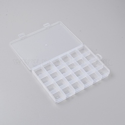 プラスチック収納ボックス  24グリッド  長方形  ホワイト  18.7x13x2.2cm&nbsp;CON-WH0080-65
