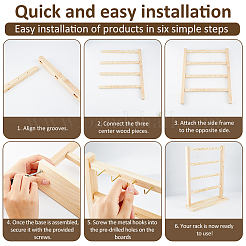 4-Tier Wood Jewelry Display Stands with Trays for Earrings Bracelets Rings Necklaces&nbsp;ODIS-WH0095-025B