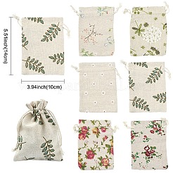 30Pcs 6 Styles Flower Printed Polycotton(Polyester Cotton) Packing Pouches Drawstring Bags&nbsp;ABAG-YW0001-19