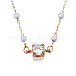 ABS Plastic Pearl Round Beaded Chains&nbsp;CHS-N003-16