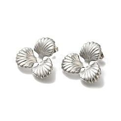 女性用304ステンレススチールフラワースタッドピアス  ステンレス鋼色  23x24.5mm&nbsp;EJEW-U027-03P