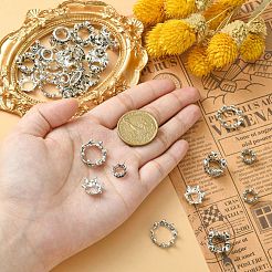 50個5スタイルチベットスタイルアロイスペーサービーズ  クラウン  銀  10~18x6~15mm  10個/スタイル&nbsp;TIBE-CJ0001-30