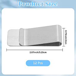 ステンレススチールマネークリップ12個  長方形  ステンレス鋼色  52.5x20x8mm&nbsp;AJEW-CP0008-90P