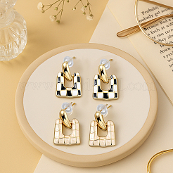 4 Pairs 2 Colors Alloy Enamel Dangle Stud Earrings&nbsp;EJEW-GO0003-28