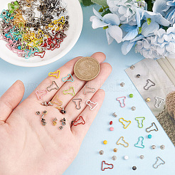 100セット10色のミニ合金ひょうたんバックル  人形ボタンアクセサリー  ミックスカラー  11x9.5x1mm  10セット/カラー&nbsp;DIY-GO0002-12