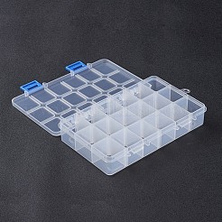 オーガナイザー収納プラスチックボックス  長方形  ホワイト  16.5x10.8x3cm  コンパートメント：3x2.5センチメートル  18区画/ボックス&nbsp;X-CON-WH0001-03