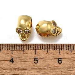 Brass Micro Pave Clear Cubic Zirconia Beads&nbsp;ZIRC-I070-088G