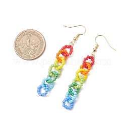 ガラスダングルピアス  ラウンド  ゴールドカラー  71x10mm&nbsp;EJEW-TA00675