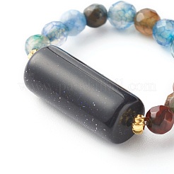 Mixed Stone Beads Finger Ring for Girl Women&nbsp;RJEW-JR00383