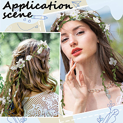 布製、合金製、プラスチック製のヘッドバンド  花  クラウン用ヘアフープ、ヘアアクセサリー、ヘアヴァイン  ホワイト  内径：150mm&nbsp;OHAR-WH20008-05B