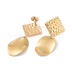 304 Stainless Steel Oval with Rhombus Dangle Stud Earrings for Women&nbsp;EJEW-G328-21