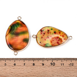 Brass Pave Dyed Natural Agate Connector Charms&nbsp;G-T139-97