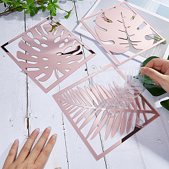3Pcs Leaf Acrylic Mirror-Like Wall Stickers&nbsp;DIY-WH0304-722A