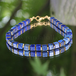 Natural Lapis Lazuli Cube Beaded Bracelets&nbsp;WGC95D4-01
