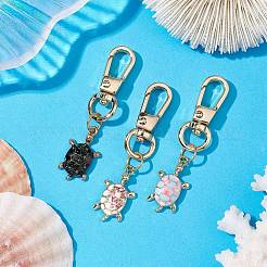 3個 3色 亀合金エナメルペンダント装飾  回転式ナスカン付き  ミックスカラー  5.8cm  1pc /カラー&nbsp;KEYC-JKC00938