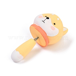 不透明樹脂ペンダント  尻尾を振る機能とプラチナメッキの鉄製ループ付き  犬  68.5x34.5x31.5mm  穴：2.5mm&nbsp;RESI-S018-02B-P