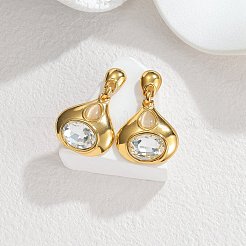 304 Stainless Steel & Crystal Rhinestone Dangle Stud Earrings&nbsp;WGBE4B7-01