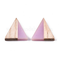 半透明の樹脂と木製のカボション  三角形  プラム  15x14.5x3mm&nbsp;LS-CRES-N028-001A-A06