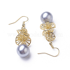 Synthetic Shell Pearl Dangle Earrings&nbsp;EJEW-P179-03G-05