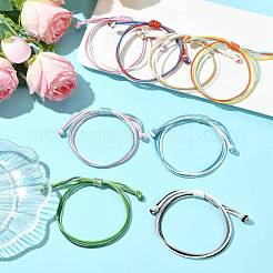 韓国ワックスポリエステルコード編みビーズブレスレット8個（8色）  ミックスカラー  内径：3-1/2インチ（9cm）  1pc /カラー&nbsp;BJEW-FS00024