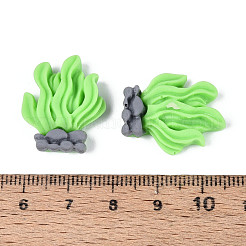 水生植物の不透明樹脂カボション  薄緑  23x19x6mm&nbsp;CRES-T025-44