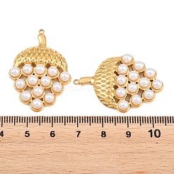 304 Stainless Steel & White ABS Plastic Pearl Pendants&nbsp;STAS-G398-29G